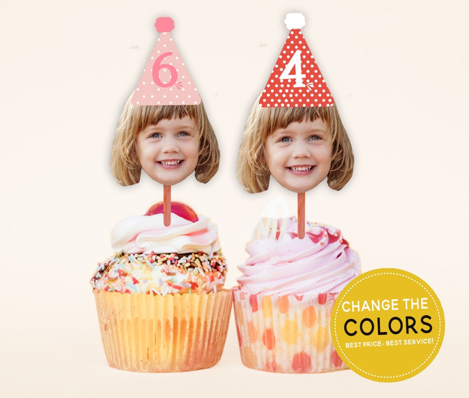 Cupcake Toppers Birthday, Cupcake Toppers Face, Birthday Cake Topper, Photo Cupcake Toppers Birthday, Kids Party Favors, DIGITAL