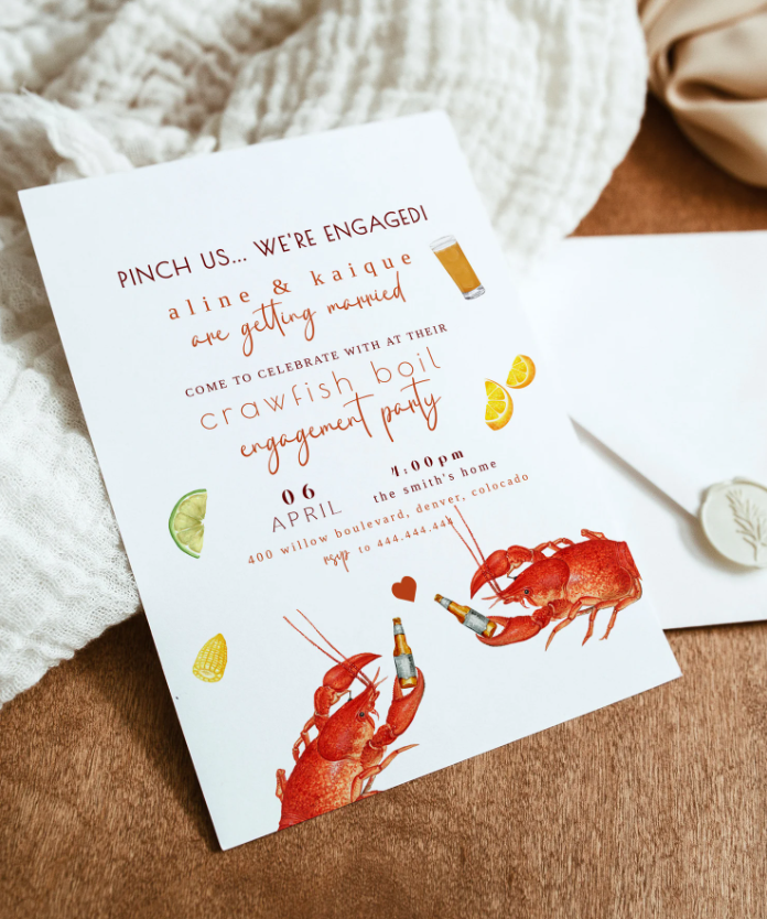 Crawfish Boil Engagement Invitation