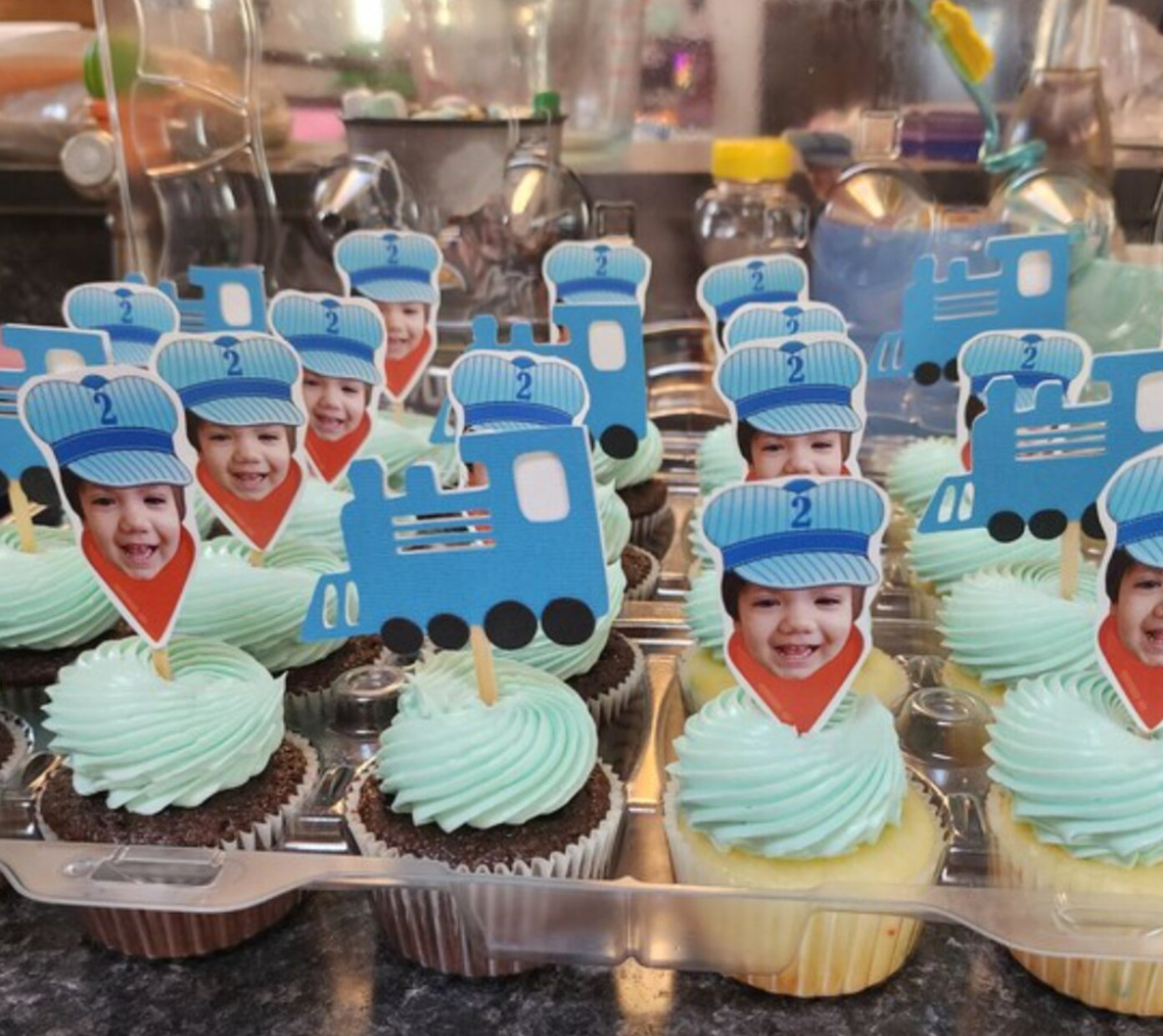 Train Birthday Cupcake Toppers, Choo Choo I'm 2 Birthday Cupcake Toppers