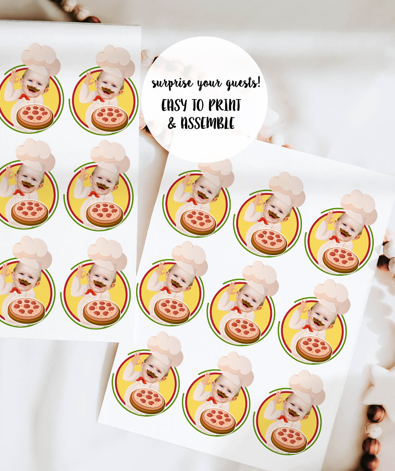 Pizza Birthday Cupcake Toppers