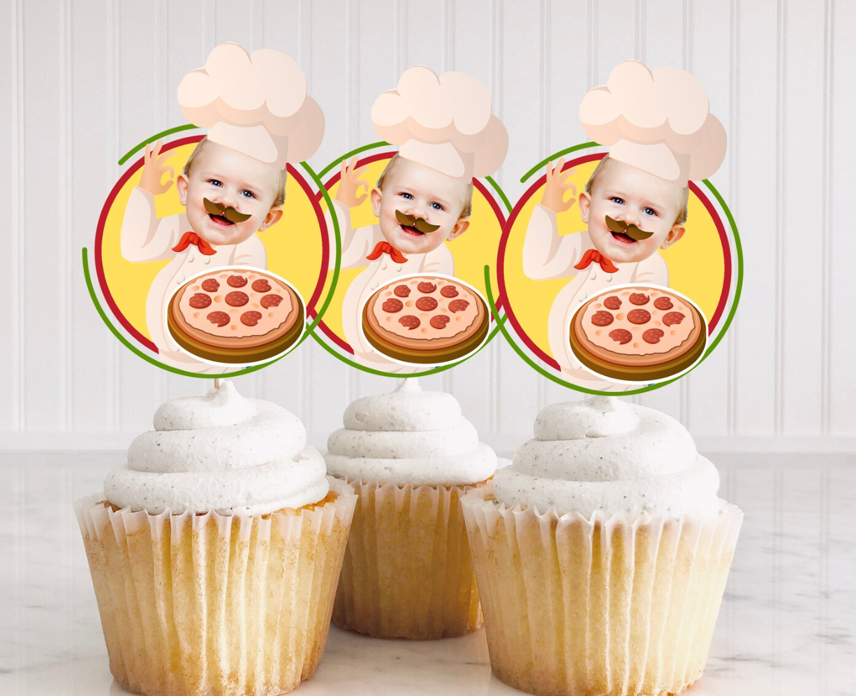 Pizza Birthday Cupcake Toppers