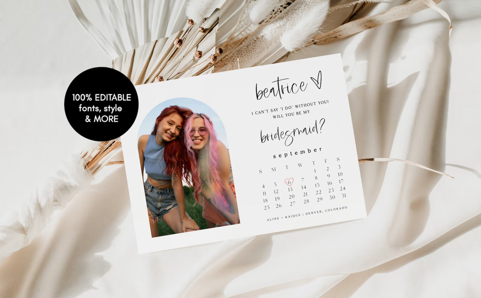 Calendar Bridesmaid Proposal Card
