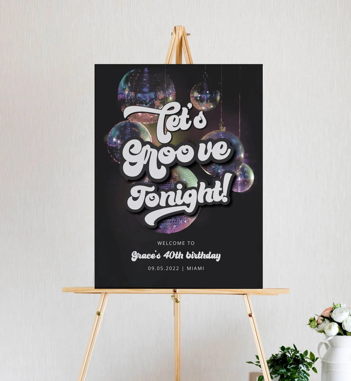 Disco Groovy Birthday Welcome Sign