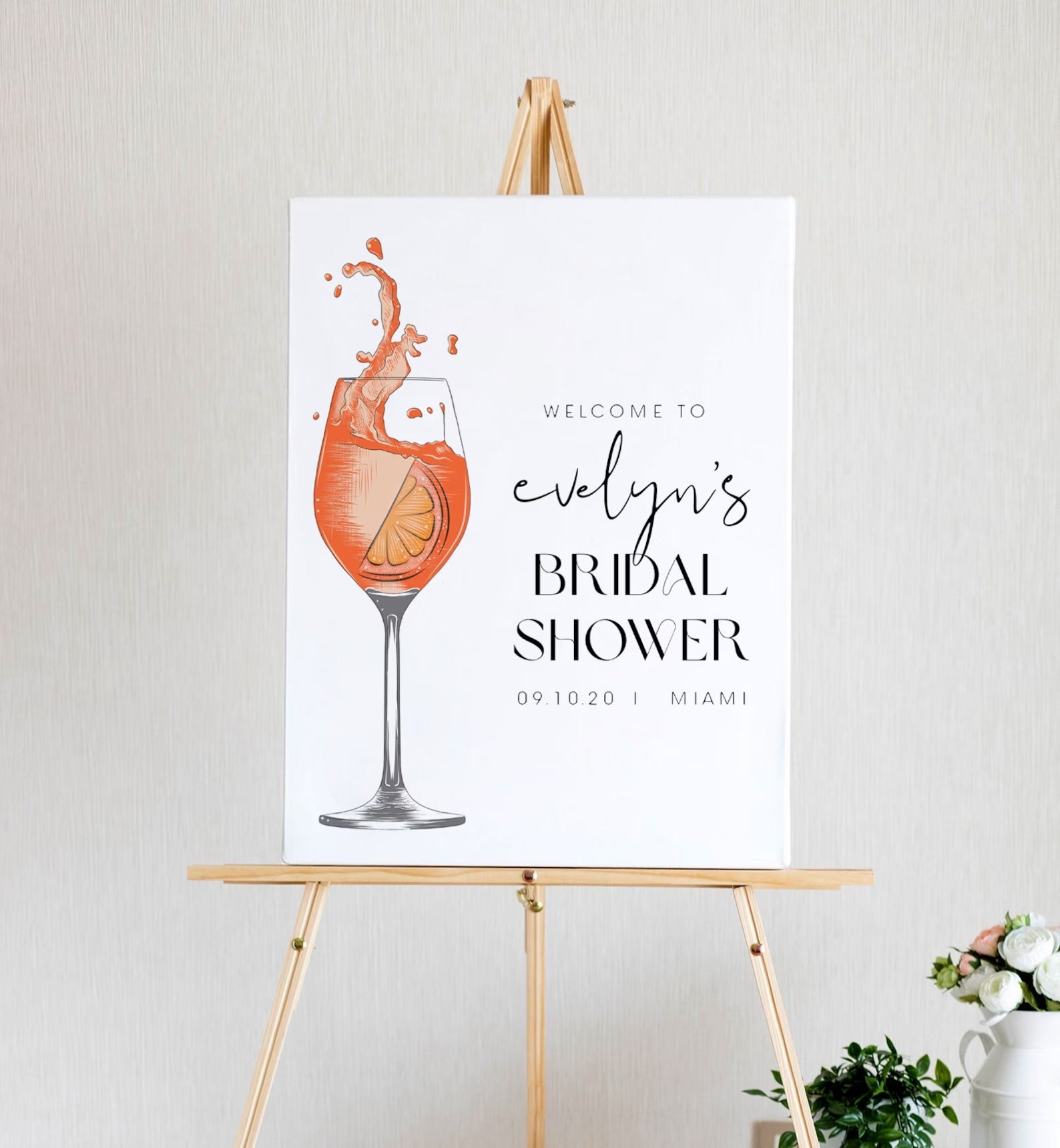 Aperol Splitz Cocktail Bridal Shower Welcome Sign Printable