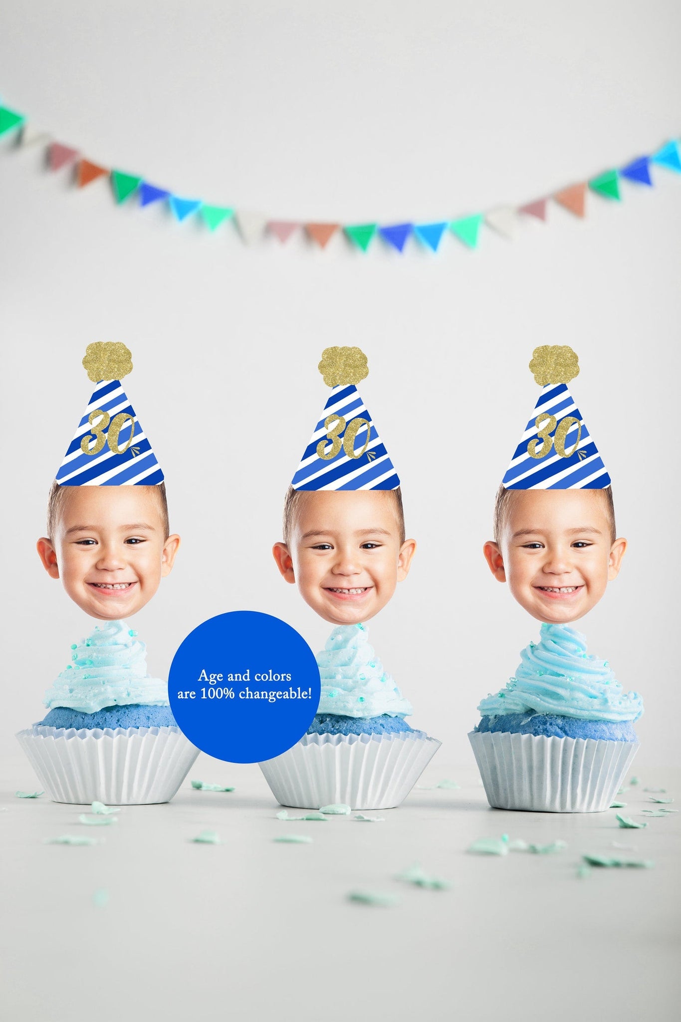 Birthday Cupcake Toppers with Photo, Printable Cupcake Topper, Cupcake Toppers Personalized, Cupcake Toppers Face, 30th Birthday Decor