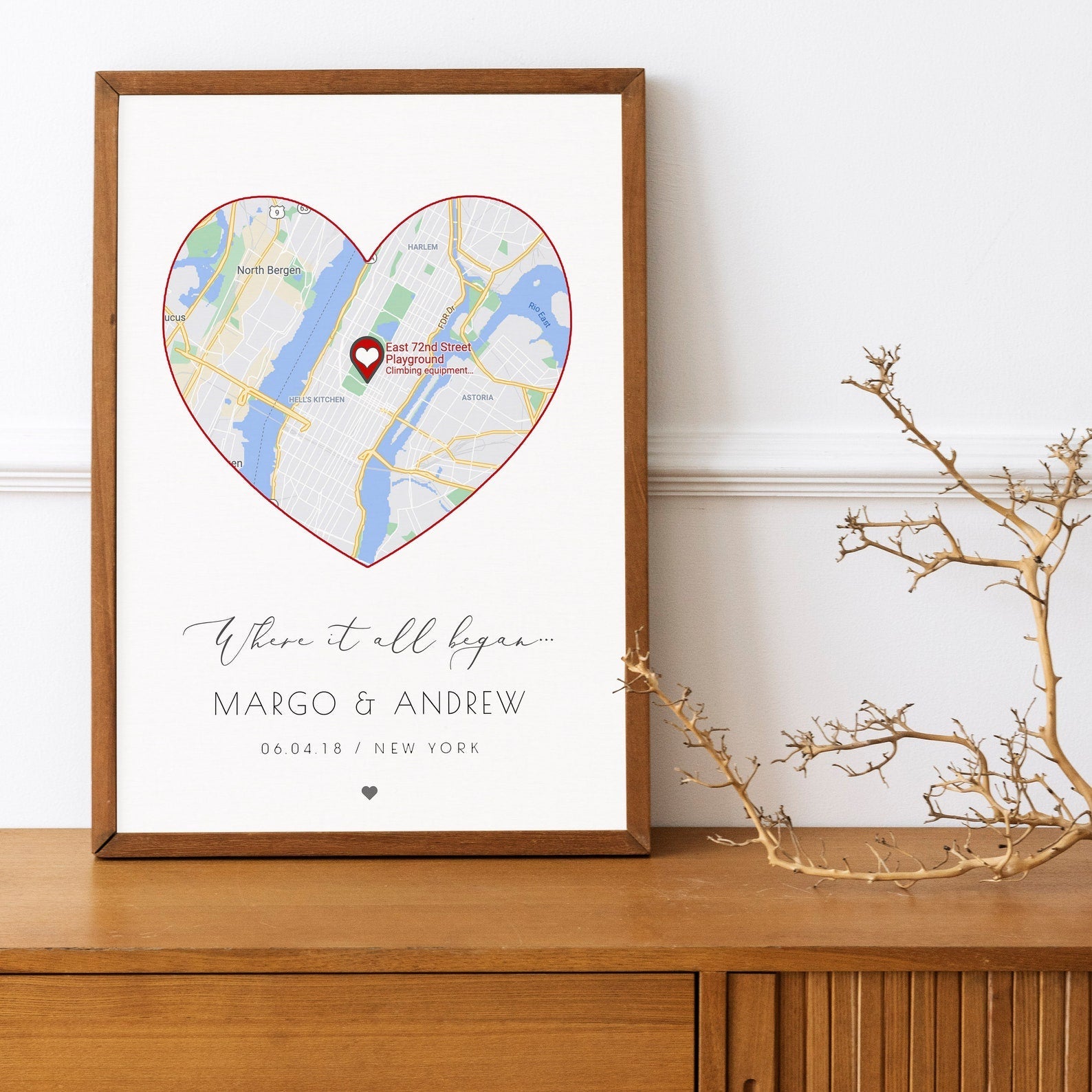 Where We Met Map, First Date, Personalised Gift, Anniversary gift, Gift for Boyfriend, Gift for Girlfriend, Valentine's Day gift, Map print Price: