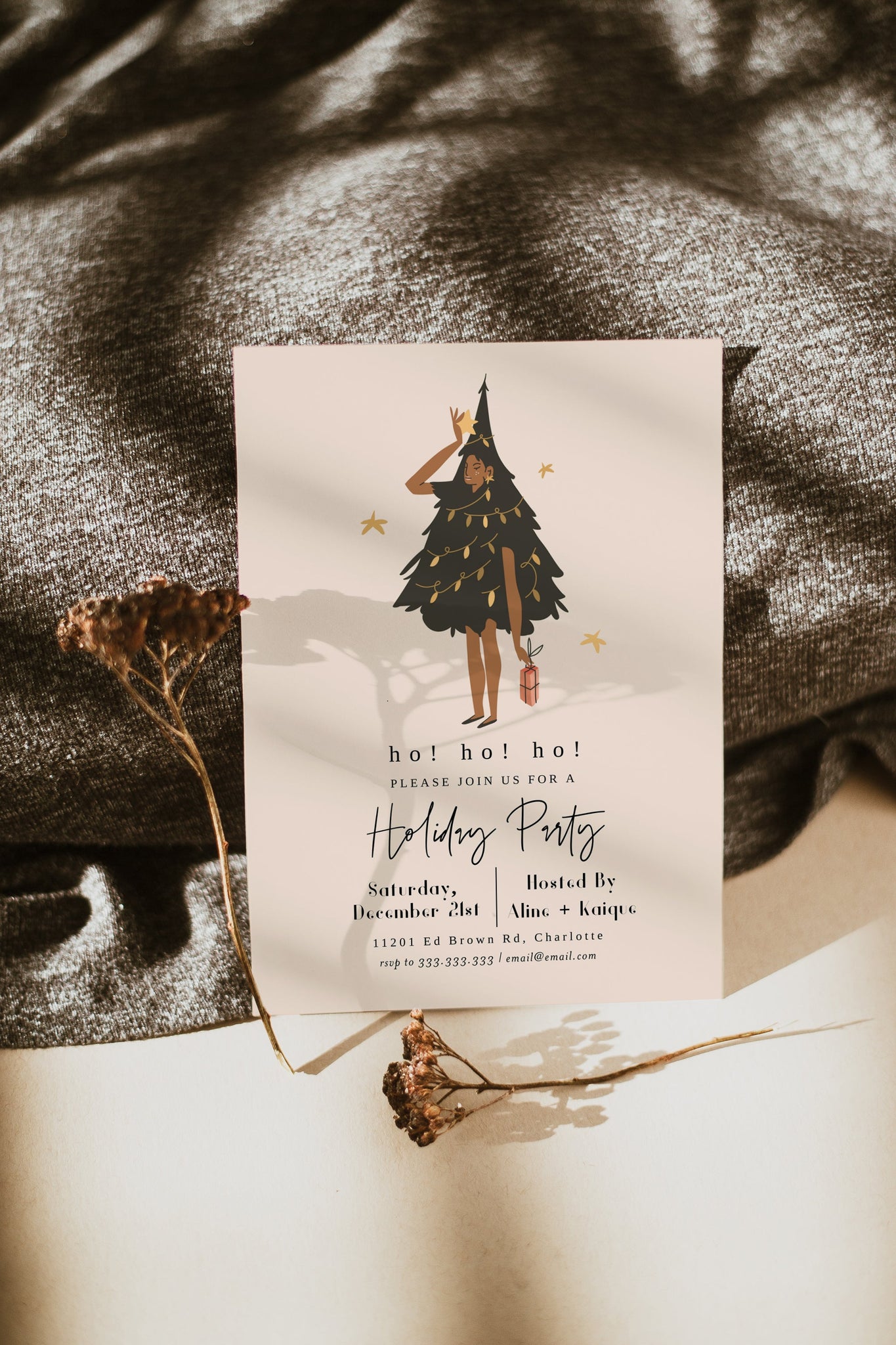 Christmas Party Invitation, Santa Hat, Editable Invitation Template, Printable Christmas Party Invite, Ho Ho Ho Invite, Holiday Party