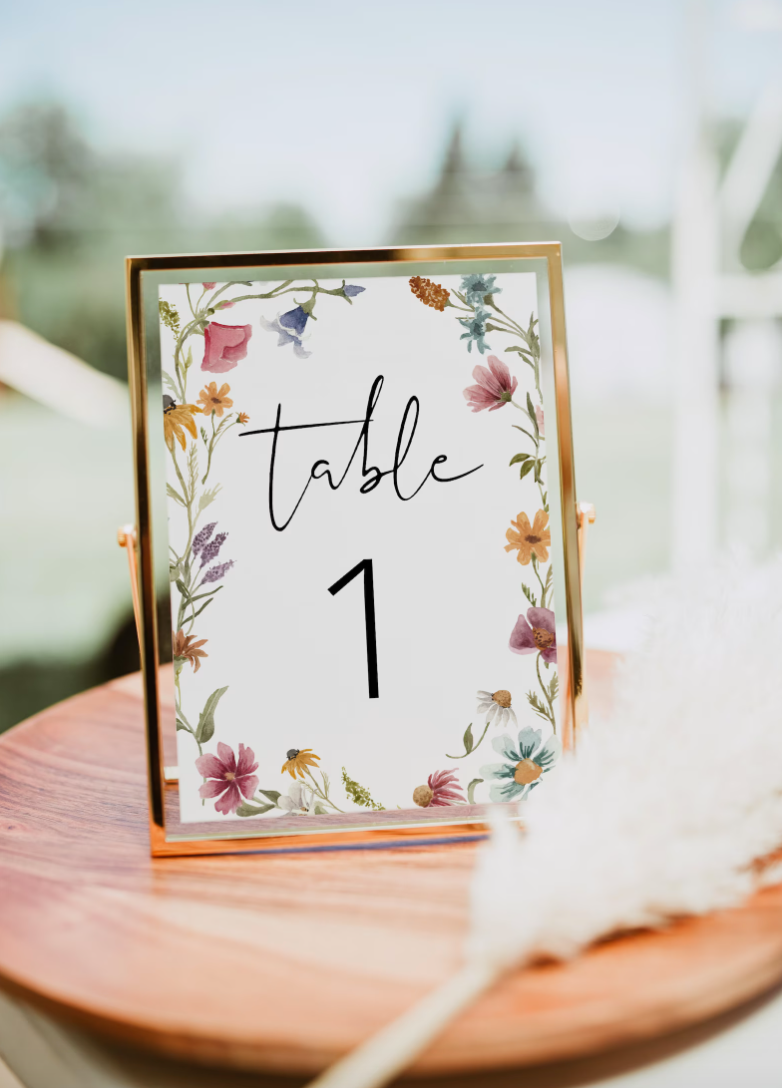 Martha | Wildflower Table Number Template