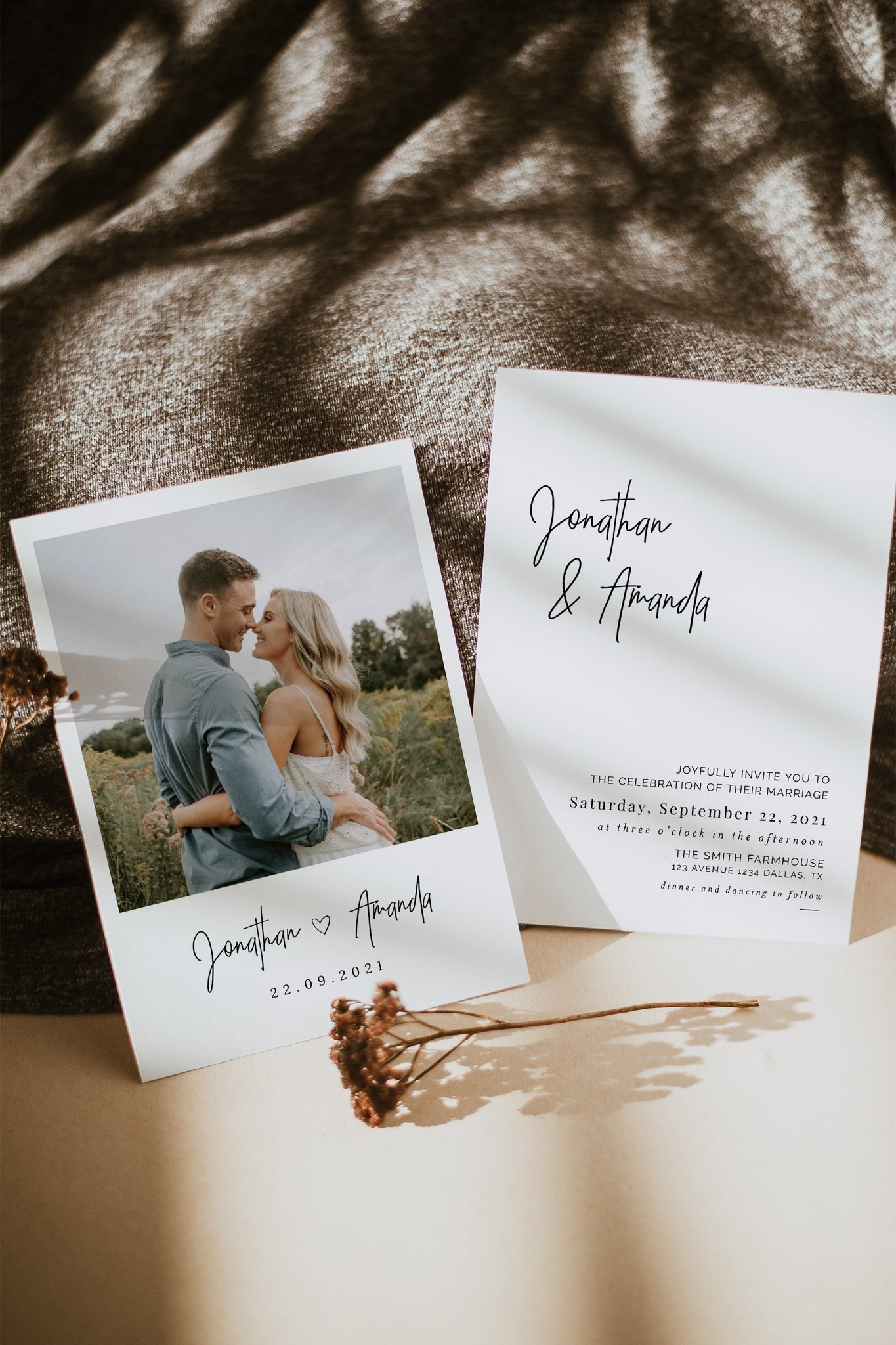 Minimalist Wedding Invitation Template, Wedding invitation with Photo, Wedding Invitation Instant Download, Modern Wedding Invite
