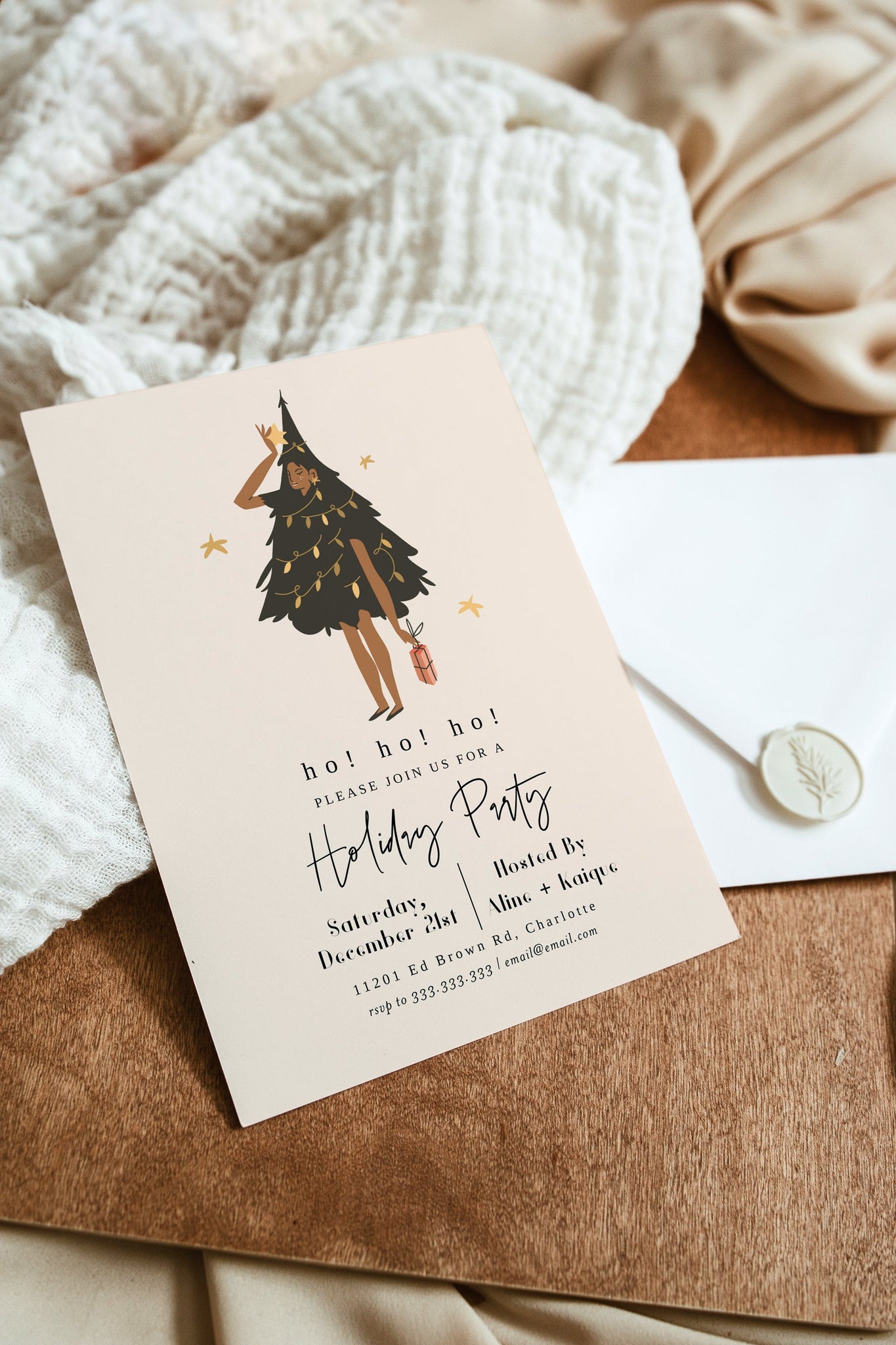 Christmas Party Invitation, Santa Hat, Editable Invitation Template, Printable Christmas Party Invite, Ho Ho Ho Invite, Holiday Party