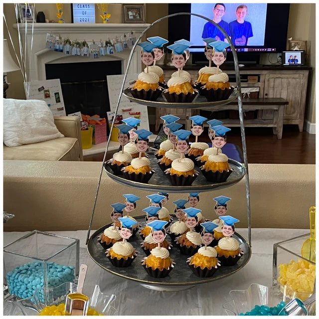 Graduation Hat Cupcake Toppers, Graduation Party Decorations, Personalized Graduation Hat Photo Cupcake, Graduation Cap Toppers, Digital