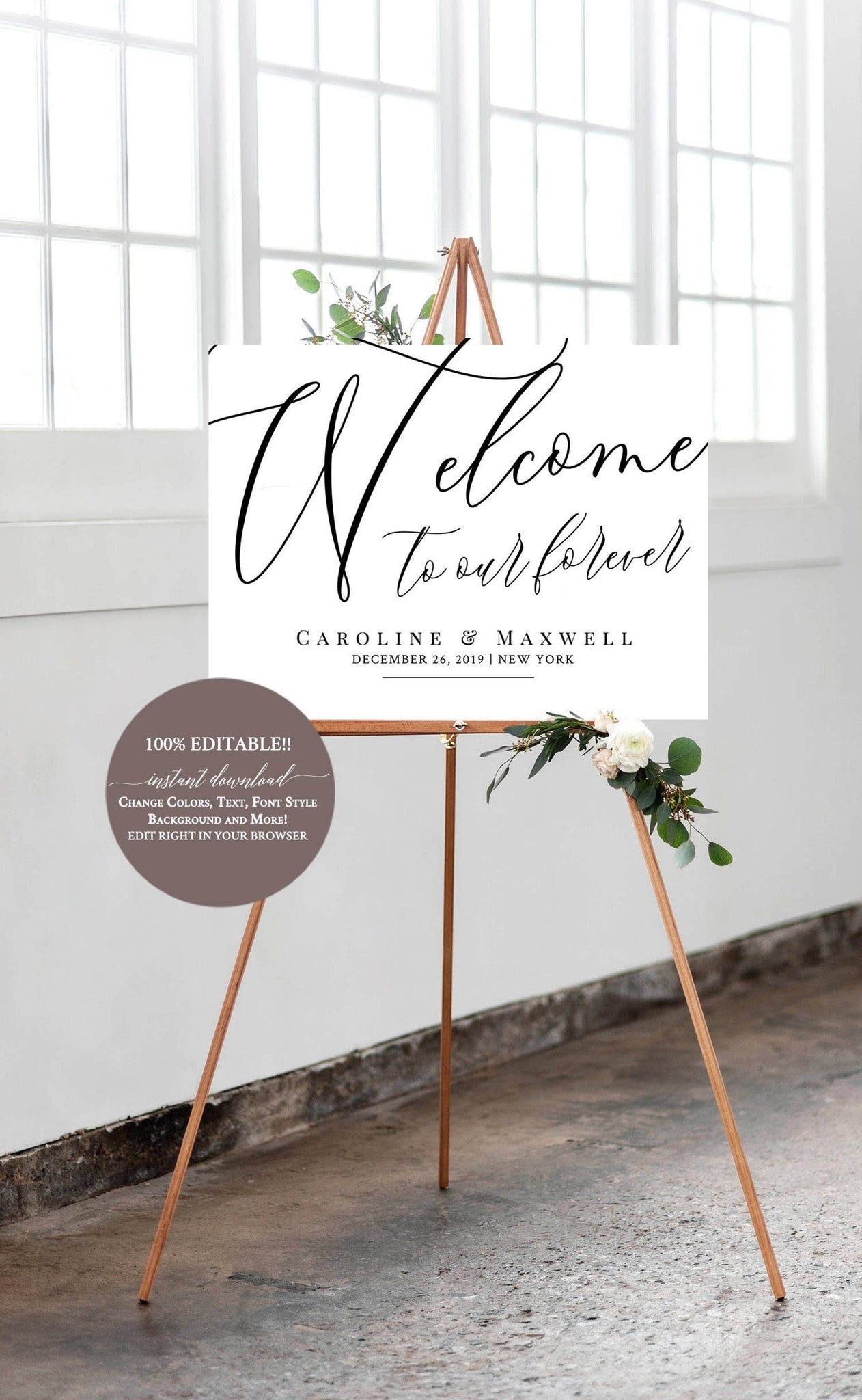 Welcome to our Wedding Sign Template, Welcome Wedding Template, Welcome Wedding Sign, Welcome to our forever Sign, Editable Sign