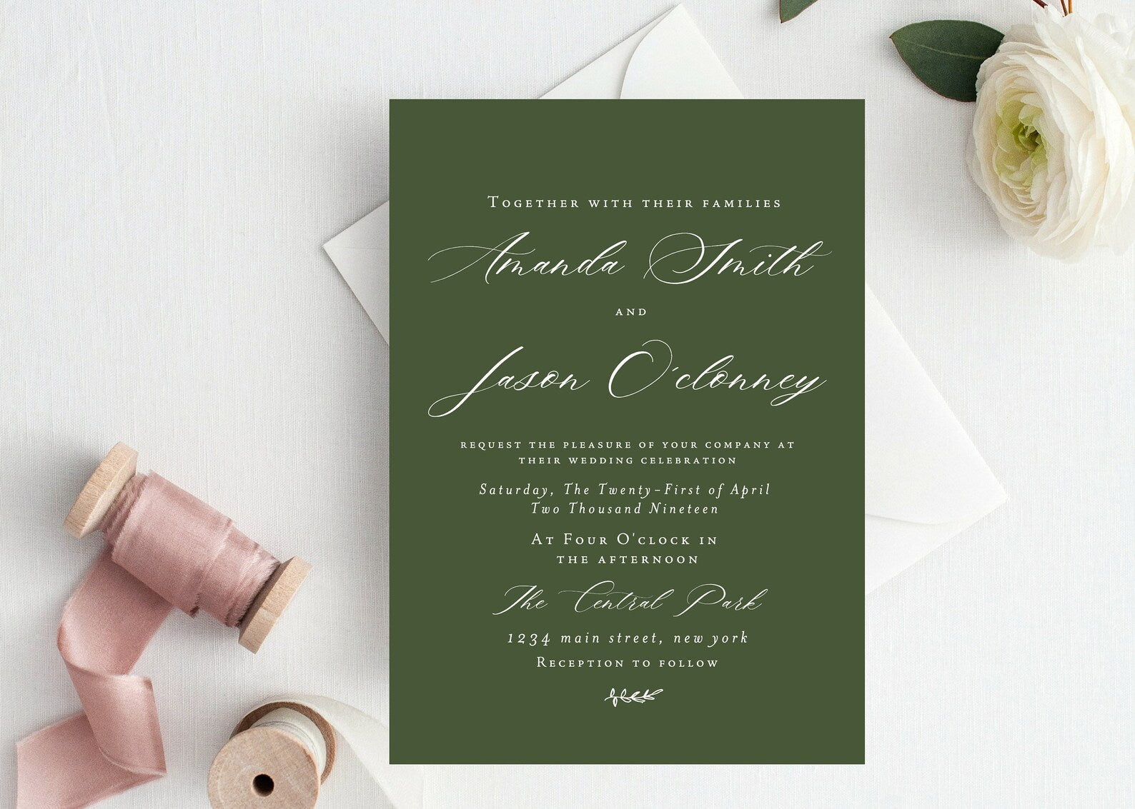 Calligraphy Wedding Invitation Template, Elegant Wedding Invitations, TRY BEFORE You BUY, 100% Editable, Instant Download, Rsvp and Details
