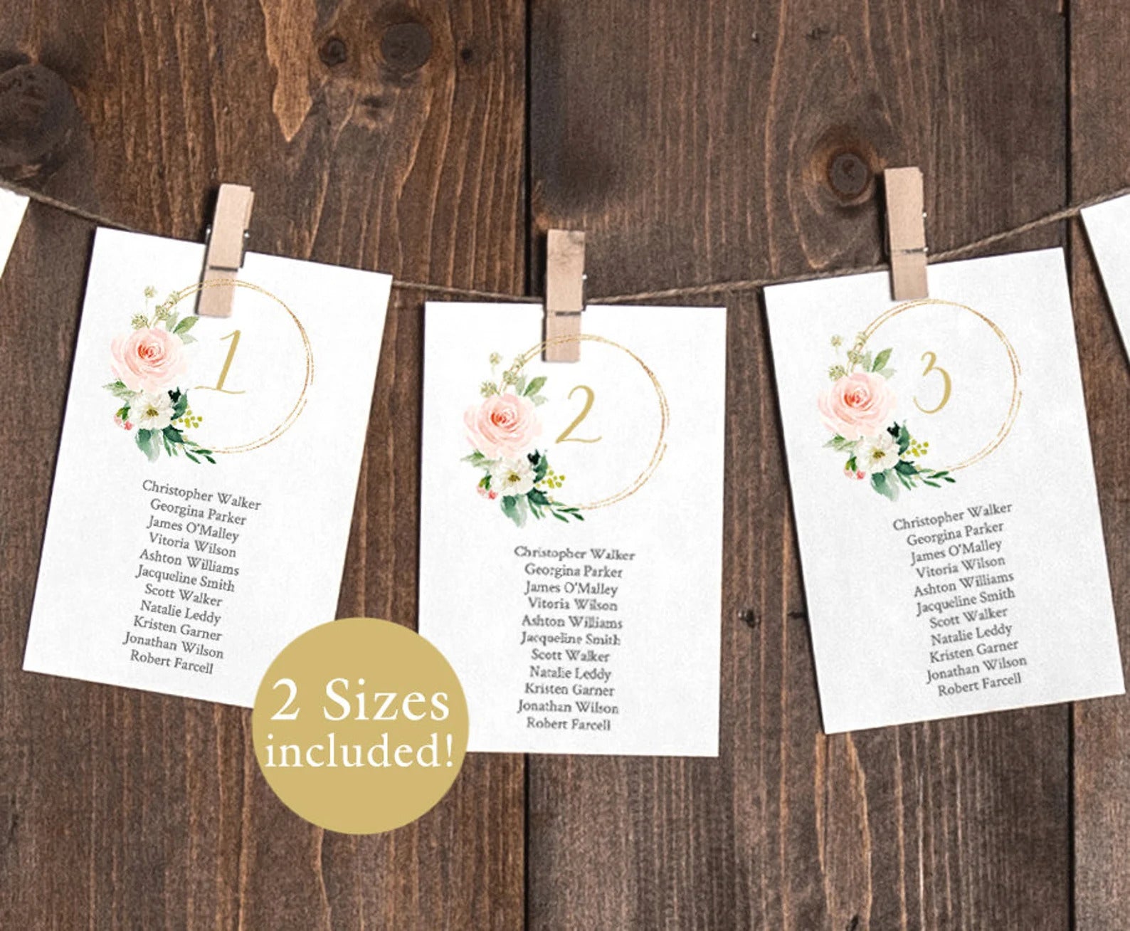 Gold Floral Wedding Seating Chart Template
