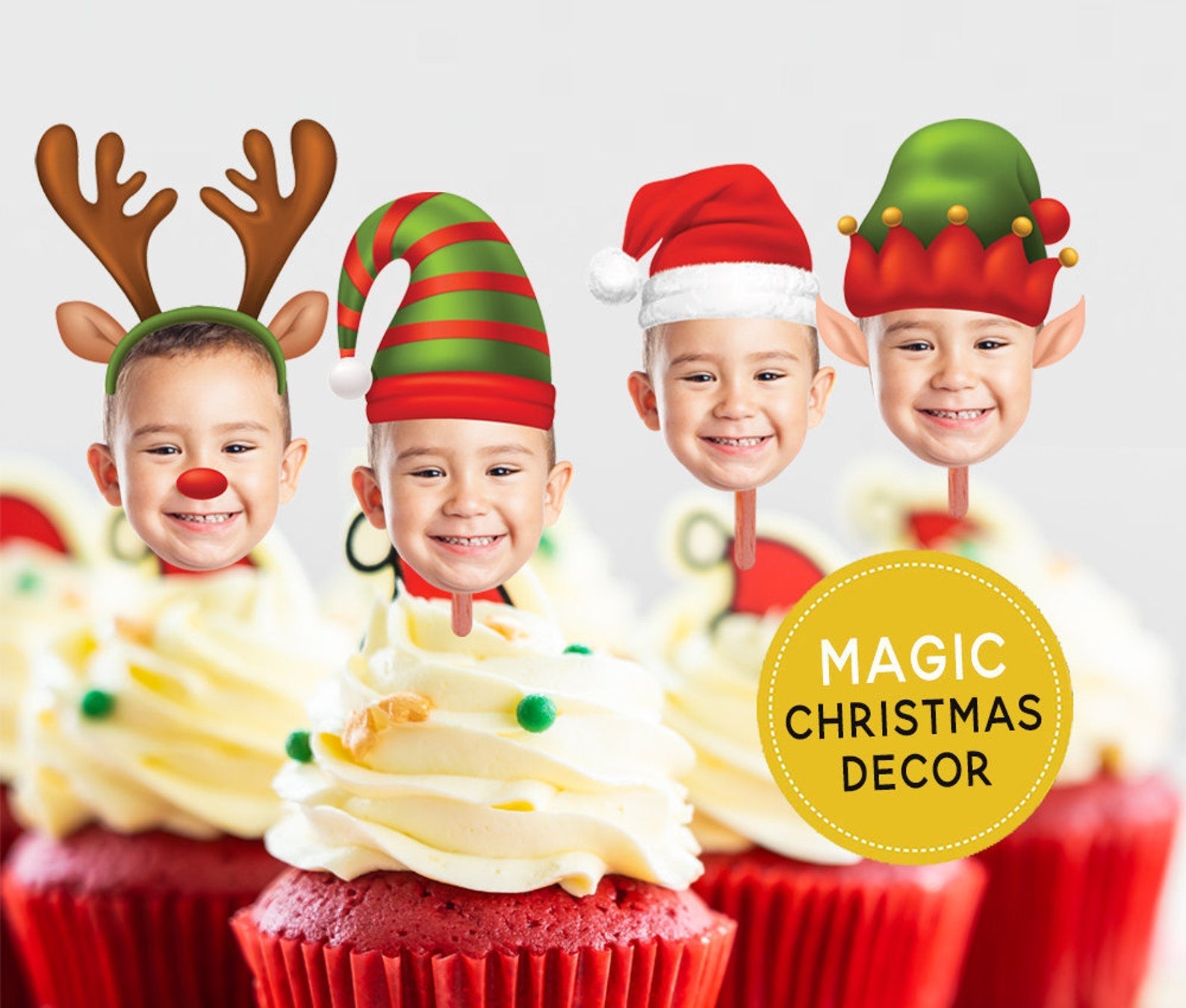 Christmas Cupcake Toppers, Christmas Cupcake Toppers, Printable, Christmas Ornaments, Christmas Decorations, Christmas Birthday