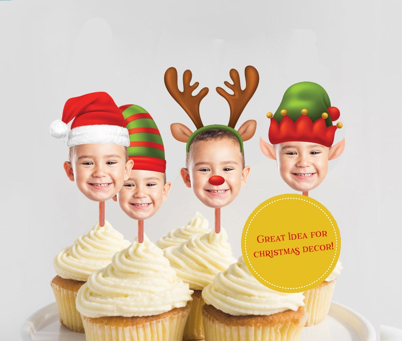 Christmas Cupcake Toppers, Christmas Cupcake Toppers, Printable, Christmas Ornaments, Christmas Decorations, Christmas Birthday