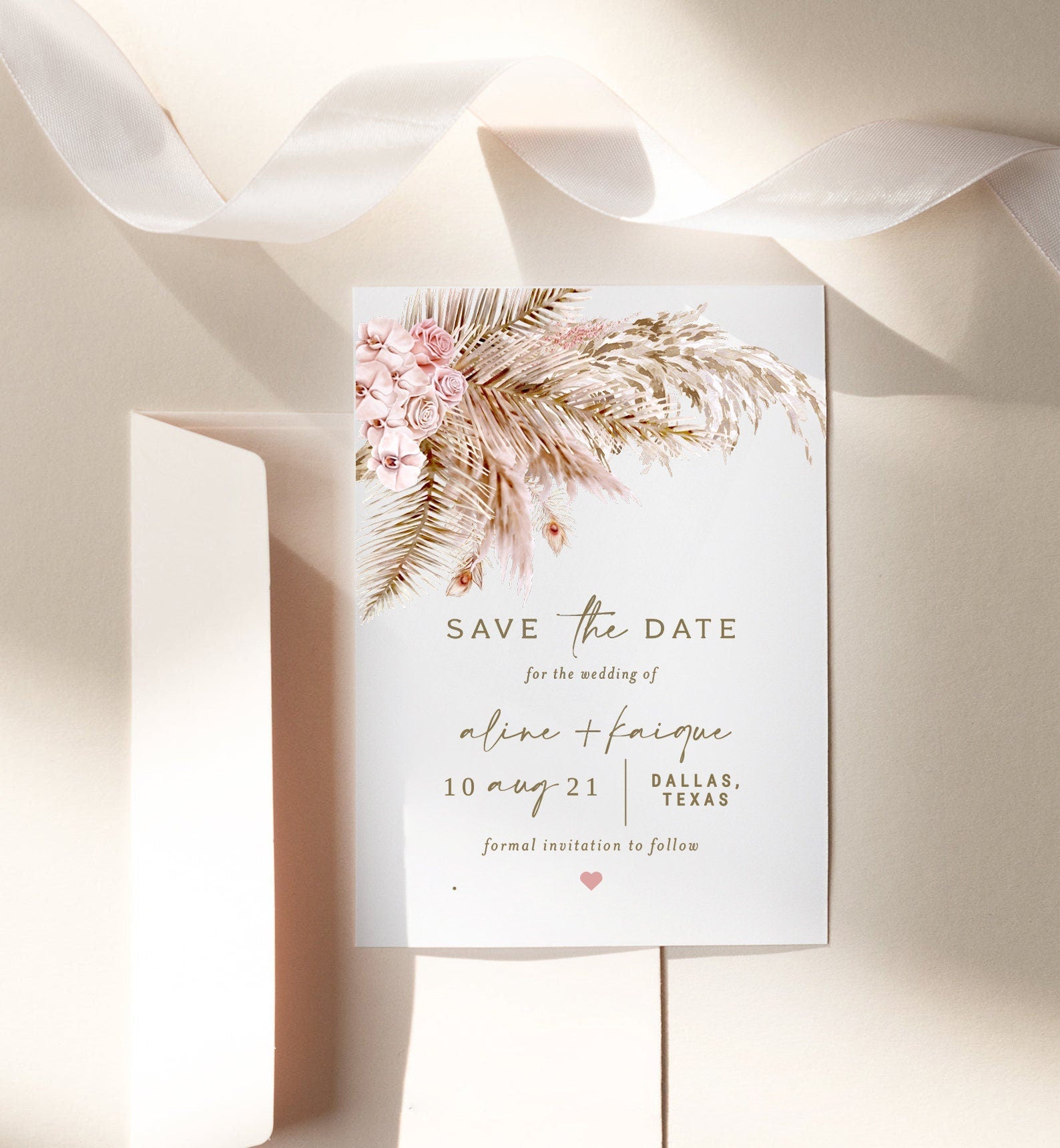Pampas Grass Save the Date Template, Pampas Grass Save the Date, Bohemian Save the Date, Desert Boho Save the Date, Fall Autumn DIY