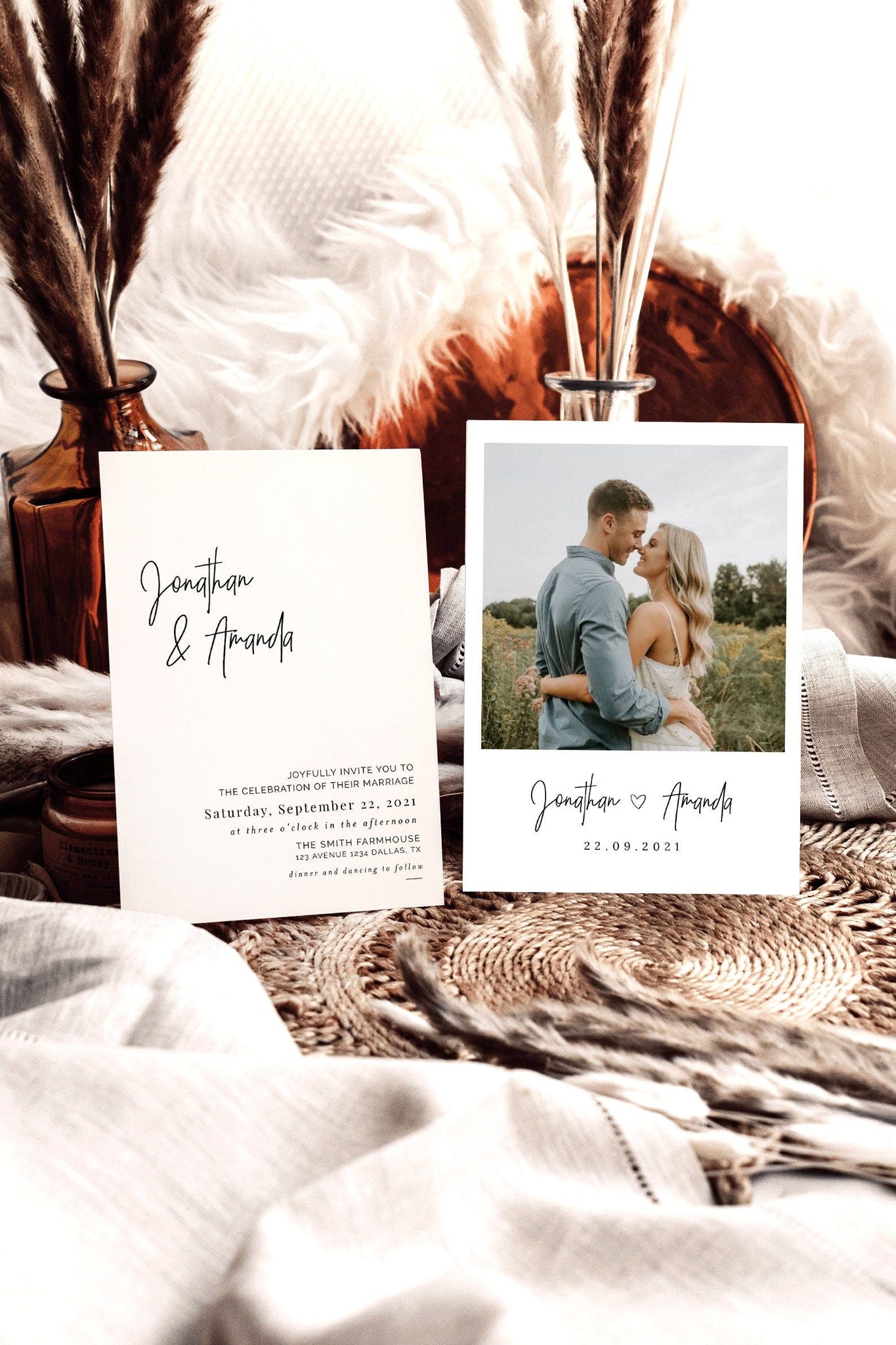 Minimalist Wedding Invitation Template, Wedding invitation with Photo, Wedding Invitation Instant Download, Modern Wedding Invite