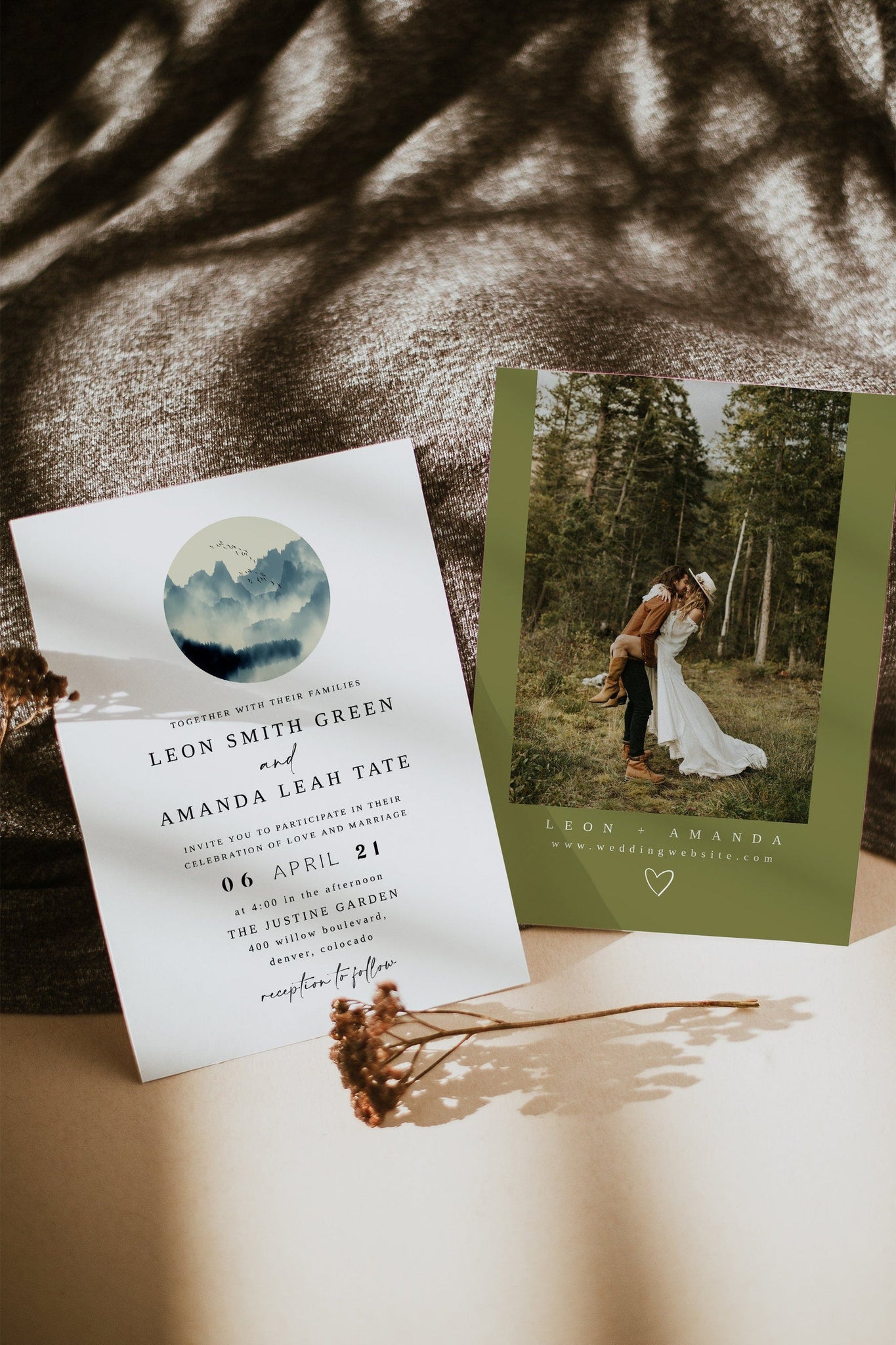 Mountain Wedding Invitation Template, Lake Wedding Invitation, Rust Wedding Invitation Template, Watercolor Wedding Invite, INDIE