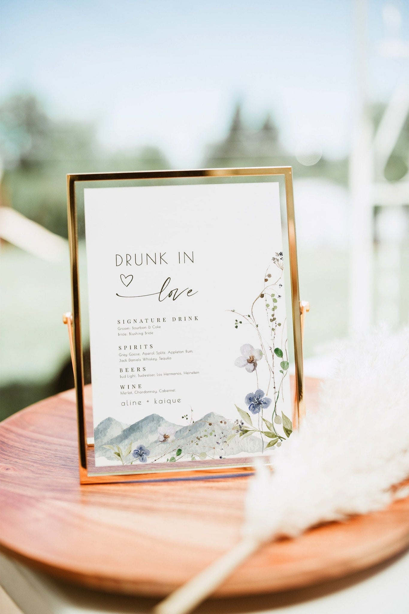 ARIA | Drink Menu Template Wedding, Modern Wedding Bar Menu Template, Minimalist Bar Menu Wedding Sign Templett, Wedding Garden Decor
