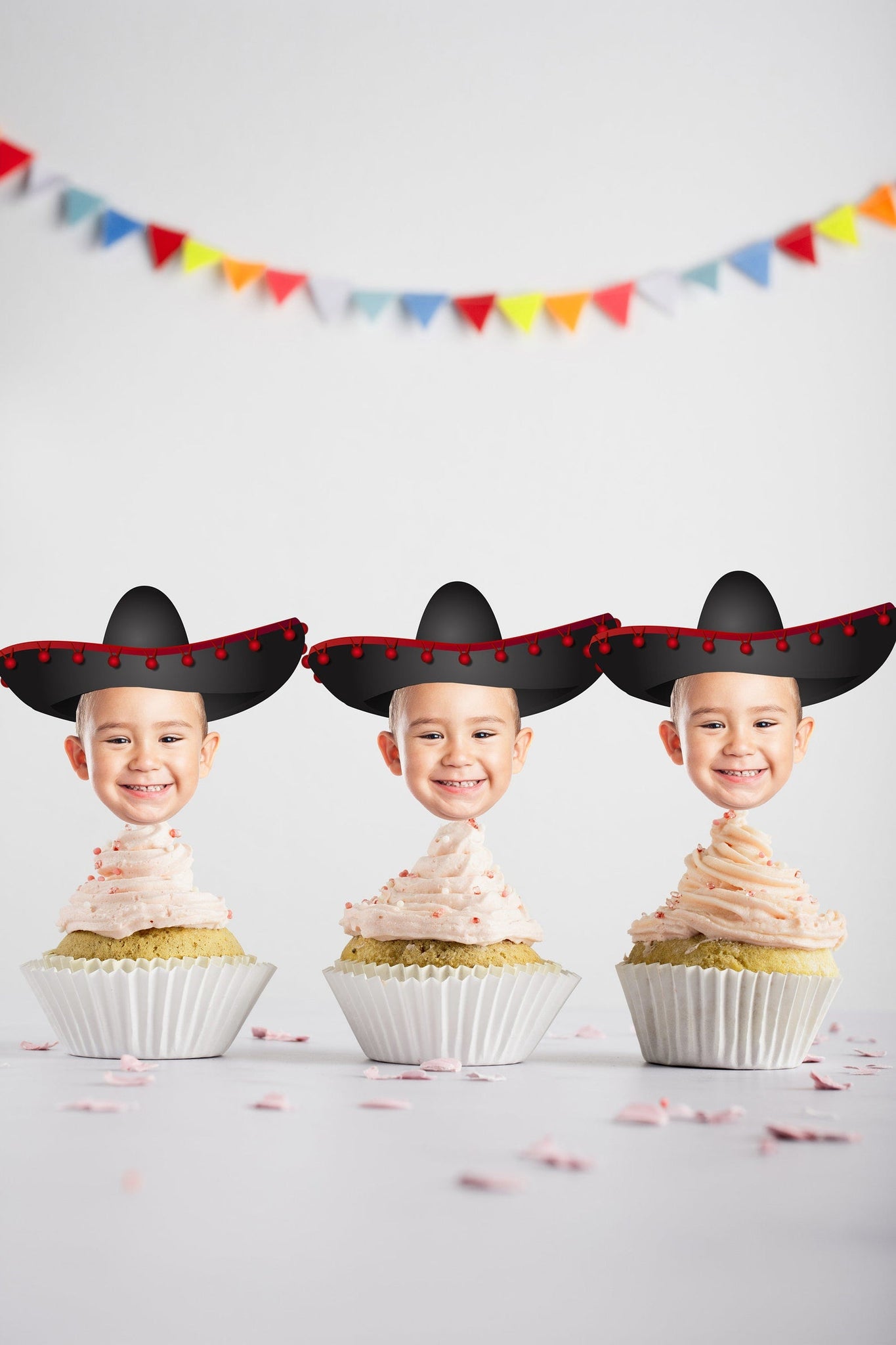 Sombrero Cupcake Topper Printable, Fiesta Cupcake Topper, Face Cut Out Cupcake Toppers, Fiesta Birthday Decorations, Mexican Theme