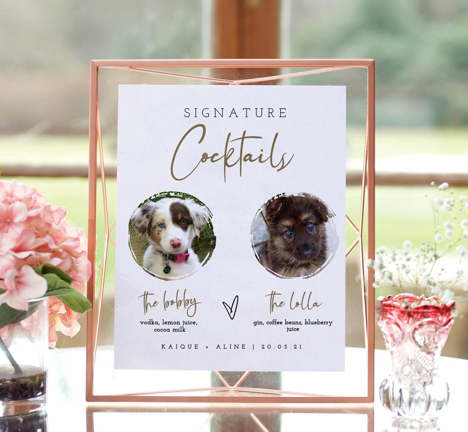 Helena | Dog Signature Drink Sign Template, Dog Signature Cocktail Signs Instant Download, Pet Printable Signature Drink Sign For Wedding