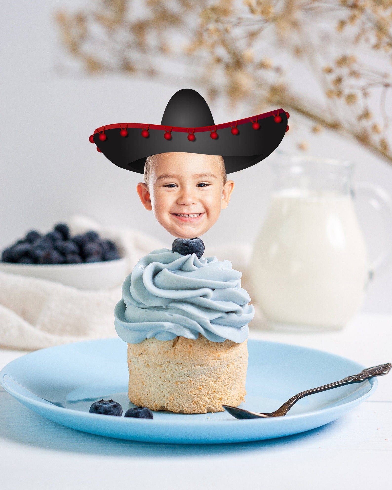 Sombrero Cupcake Topper Printable, Fiesta Cupcake Topper, Face Cut Out Cupcake Toppers, Fiesta Birthday Decorations, Mexican Theme