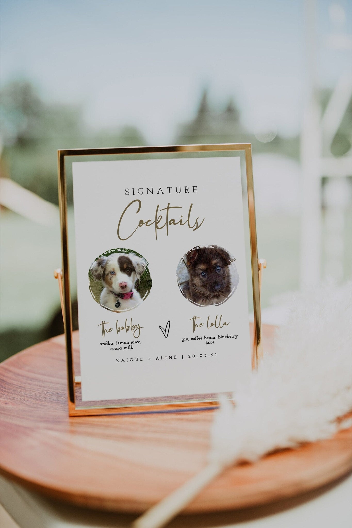Helena | Dog Signature Drink Sign Template, Dog Signature Cocktail Signs Instant Download, Pet Printable Signature Drink Sign For Wedding