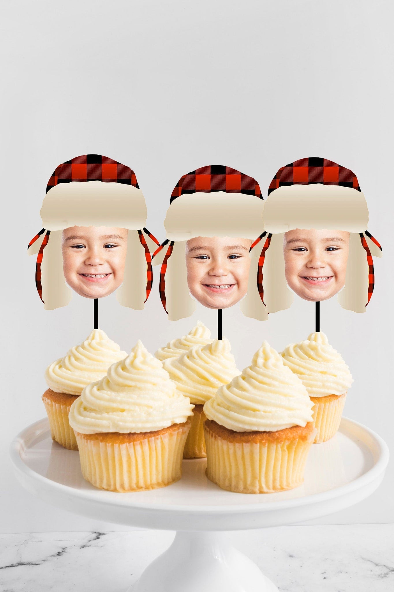 Photo Cupcake Toppers Lumberjack birthday,