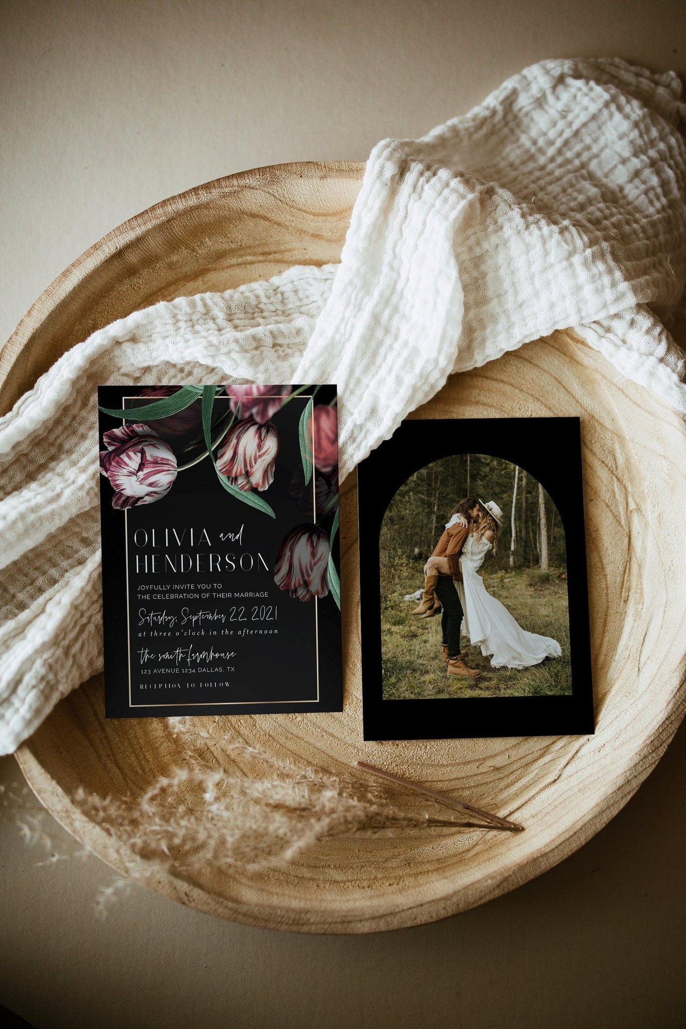 Moody Wedding Invitation Suite, Tulip Wedding Invitation, Editable Wedding Invitation Suite, Botanical Wedding Invitation Suite, Download