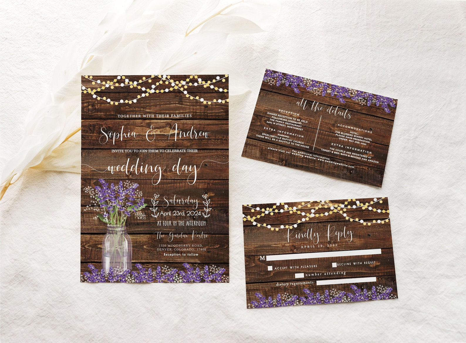 Lavender Wedding Invitation Template, Lavender Wedding Invitation Suite, Editable Rustic Wedding Invitation, Country Rustic Wedding, DIY