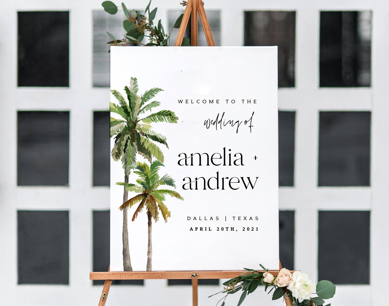 Clairo | Tropical Welcome Sign Template, Palm Spring Wedding Welcome Sign, Editable Wedding Welcome Sign, Boho Welcome Sign Digital, DIY