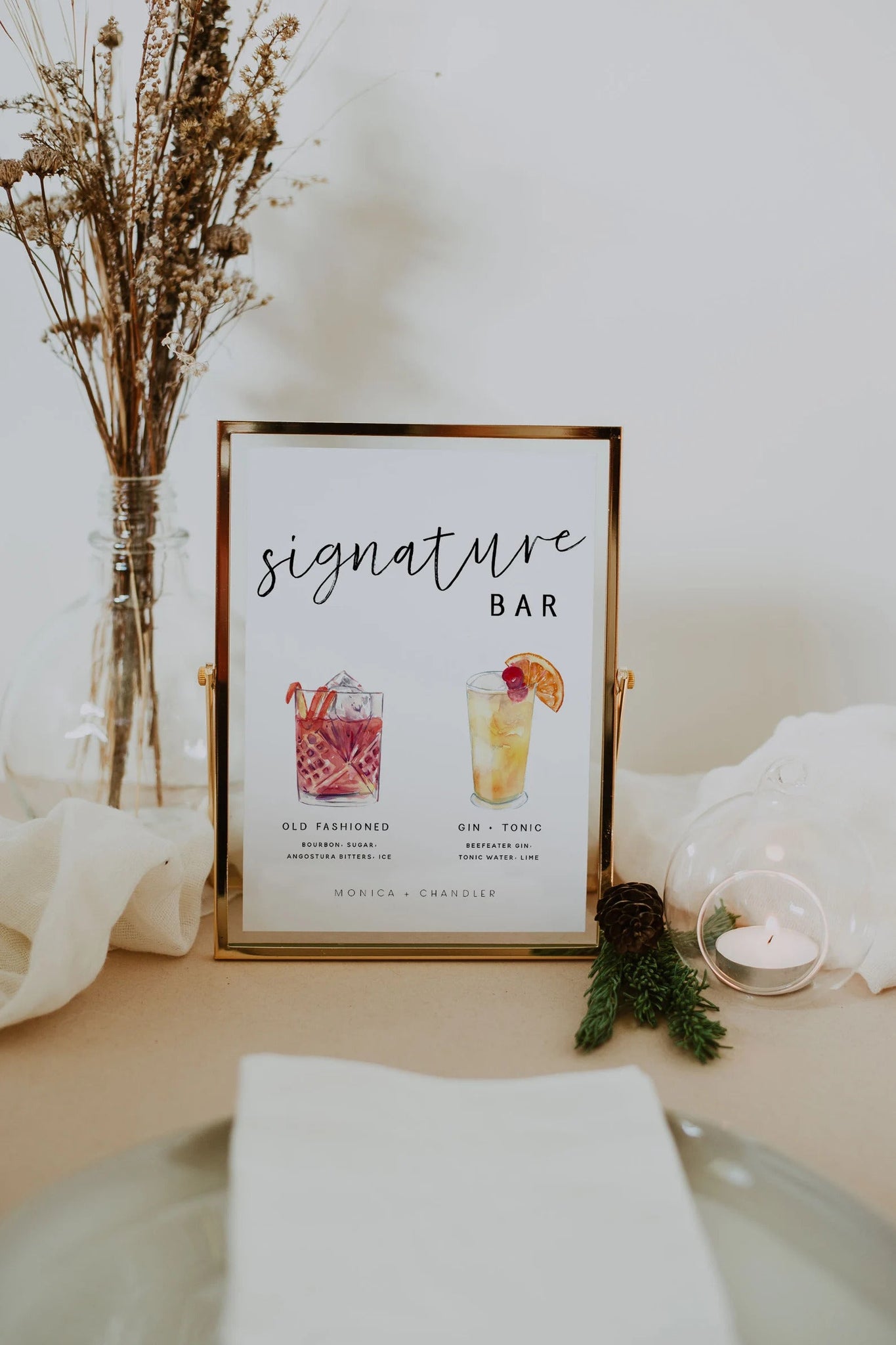 JILL | Signature Drink Sign Template, Printable Signature Drink Sign For Wedding, Modern Minimalist His and Hers Drink Bar Sign Editable