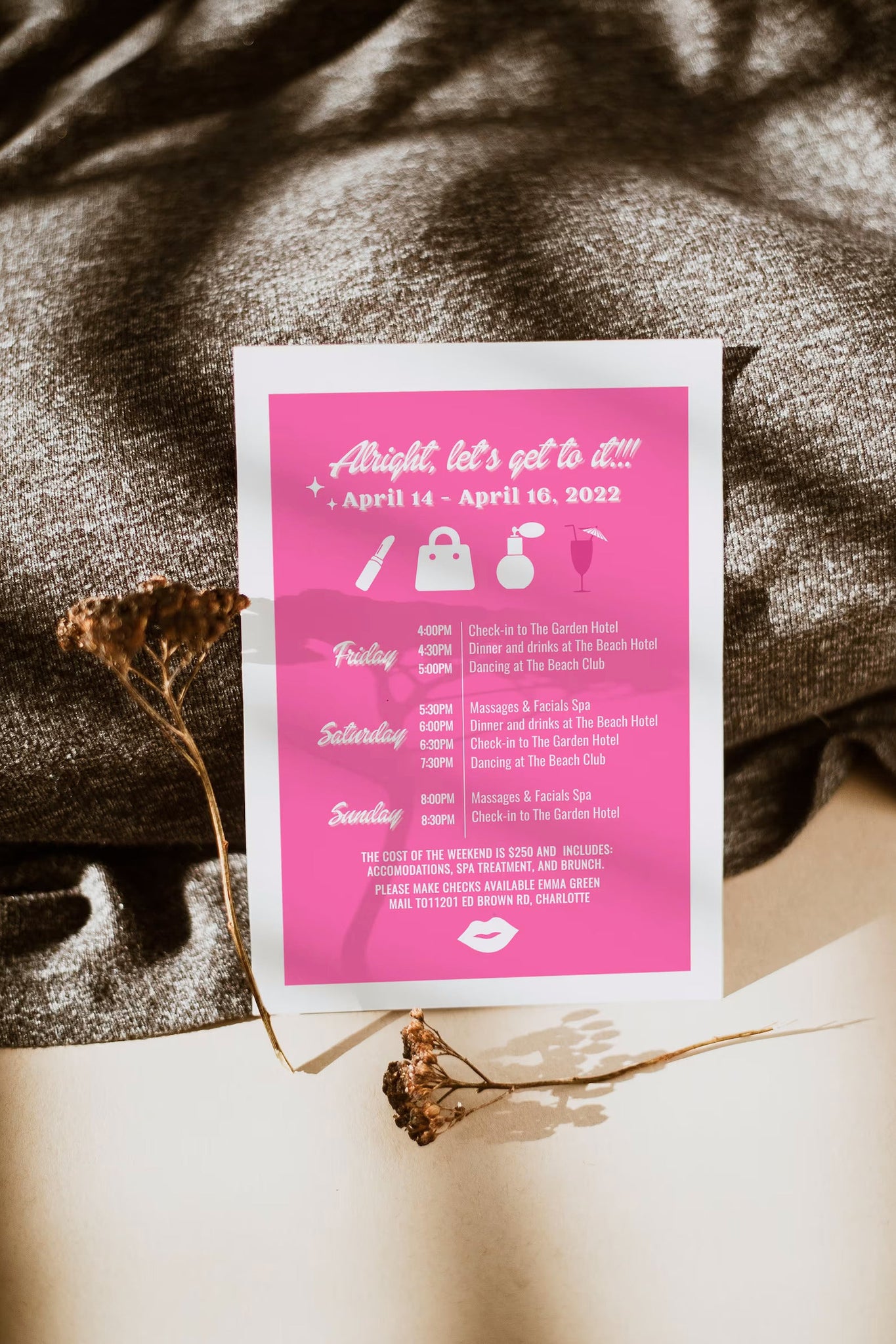 Barbie Bachelorette Party Invitation & Itinerary, Malibu Bachelorette Party, Hot Pink Bachelorette Invite, Instant Download, Editable, DIY