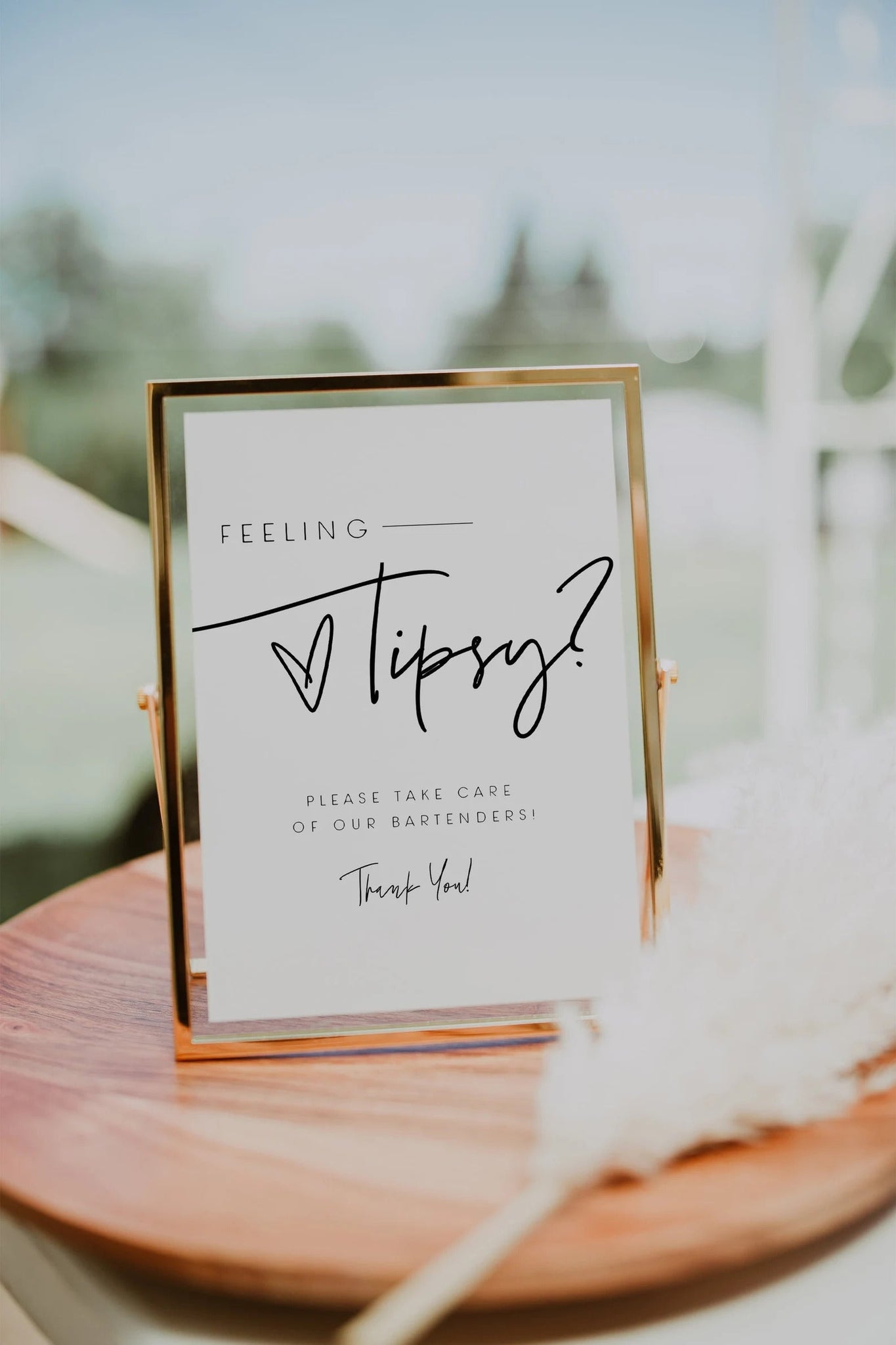 Ellia | Wedding Bartender Tips Sign, Modern Wedding Bar Sign, Feeling Tipsy Sign, Wedding Bartender Sign, Wedding Tips Sign, Signage, DIY