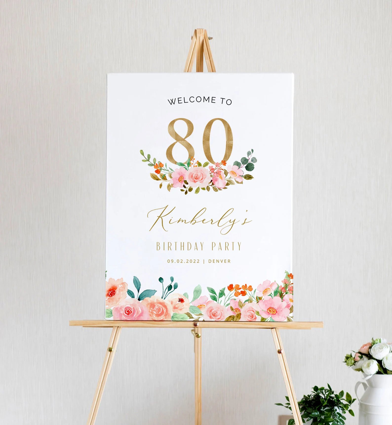 Elegant Blush Pink Welcome Sign Template