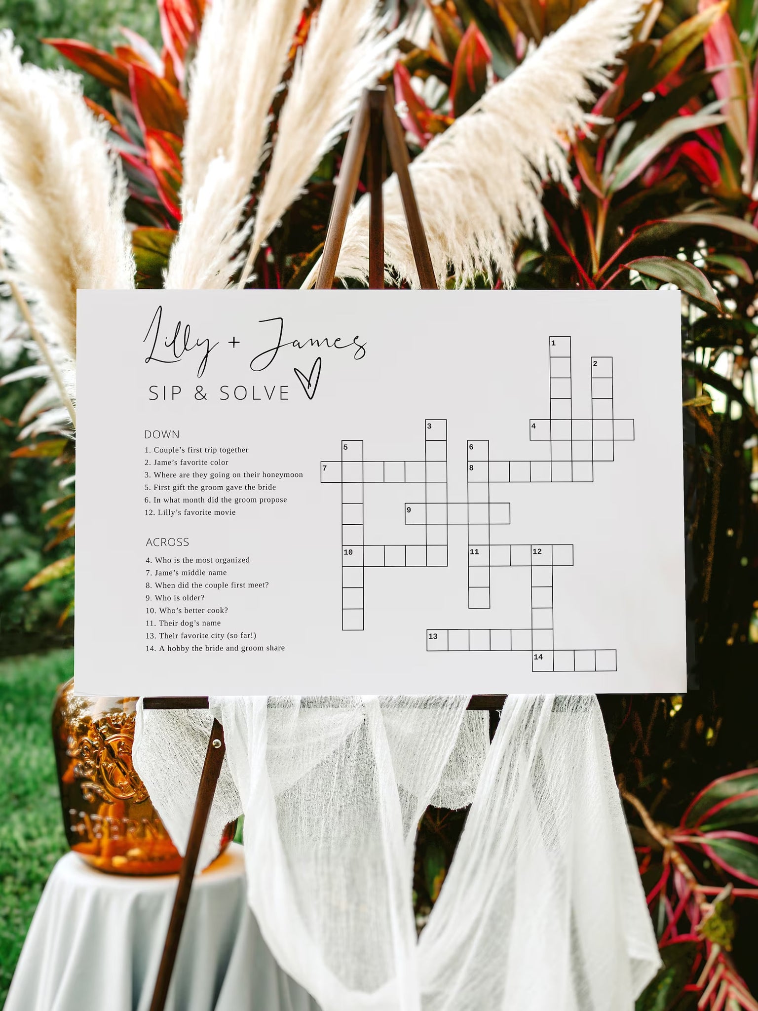 Custom Wedding Crossword Puzzle Template