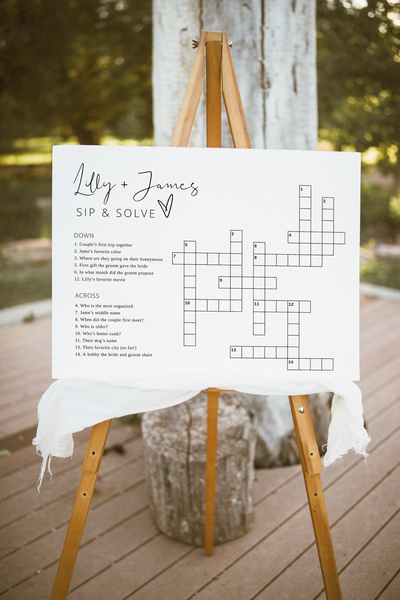 Custom Wedding Crossword Puzzle Template