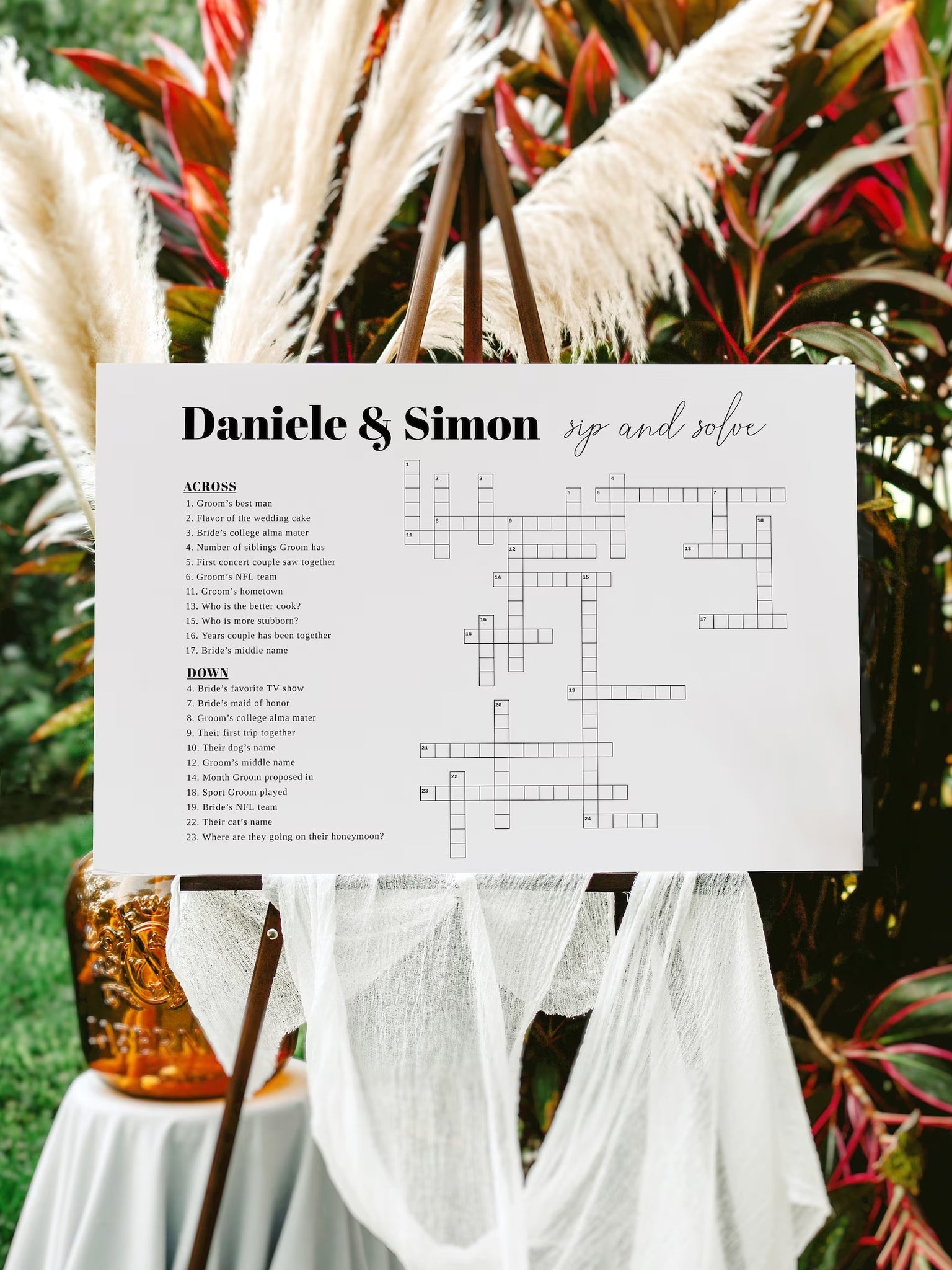 Modern Wedding Crossword Puzzle Game for Reception
