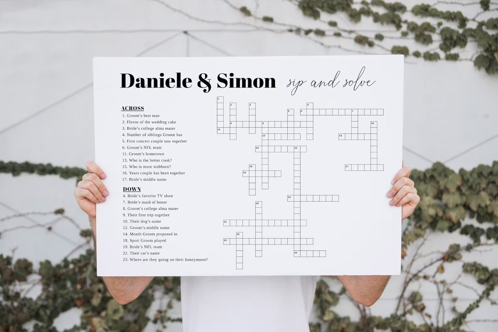 Modern Wedding Crossword Puzzle Game for Reception