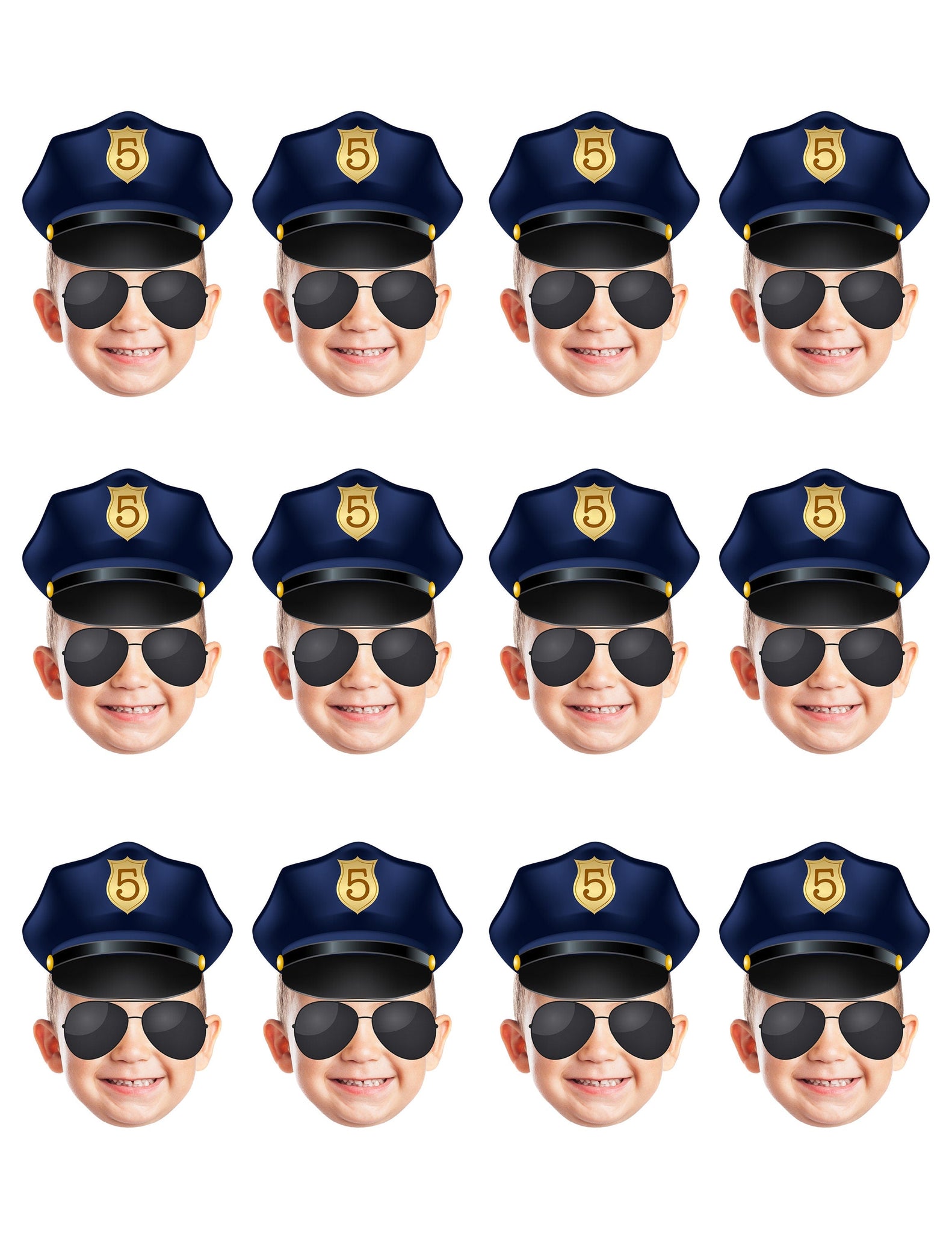 Police Cupcake Toppers, Photo Cupcake Toppers, PRINTABLE Cupcake Toppers, Cupcake Toppers with Photo, Police Birthday Theme, Police Hat