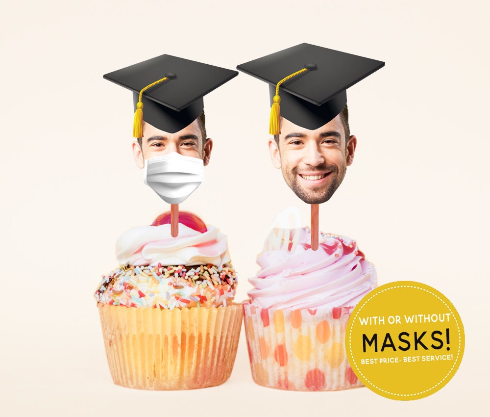 Quarantine Graduation Cupcake Toppers, Graduation Decorations 2020, Graduation Cupcake Toppers Mask, PRINTABLE, 2020 Graduation Cupcake