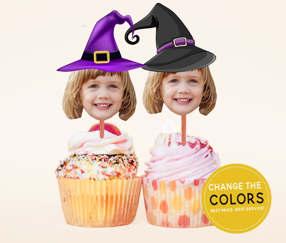 Halloween Cupcake Toppers, Witch Hat Cupcake Toppers, Halloween Party Decor, Spooky Fun, Halloween Party Favors, Halloween Birthday