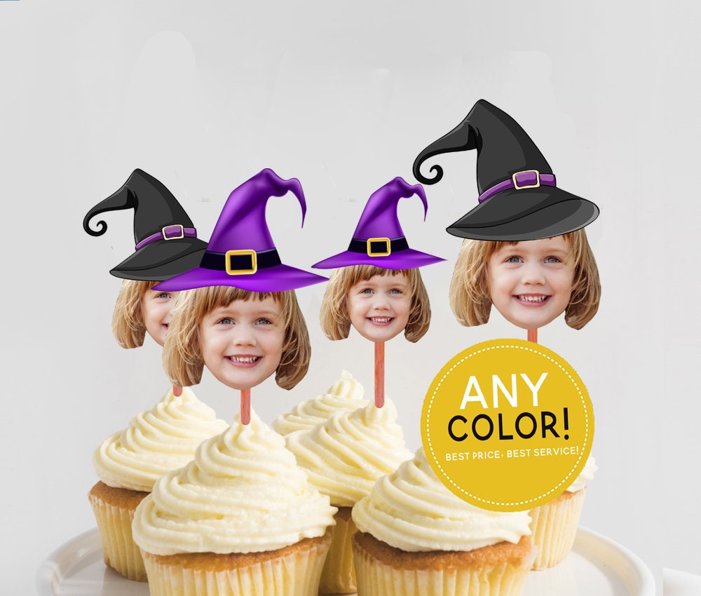 Halloween Cupcake Toppers, Witch Hat Cupcake Toppers, Halloween Party Decor, Spooky Fun, Halloween Party Favors, Halloween Birthday